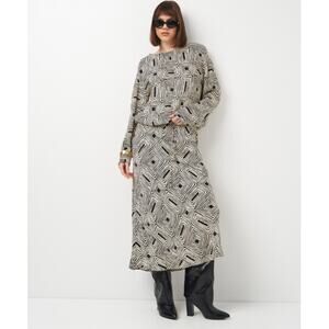 NWT ZARA Maxi Skirt A-line Silky Geometric Print Medium 100% Viscose 90s Y2k